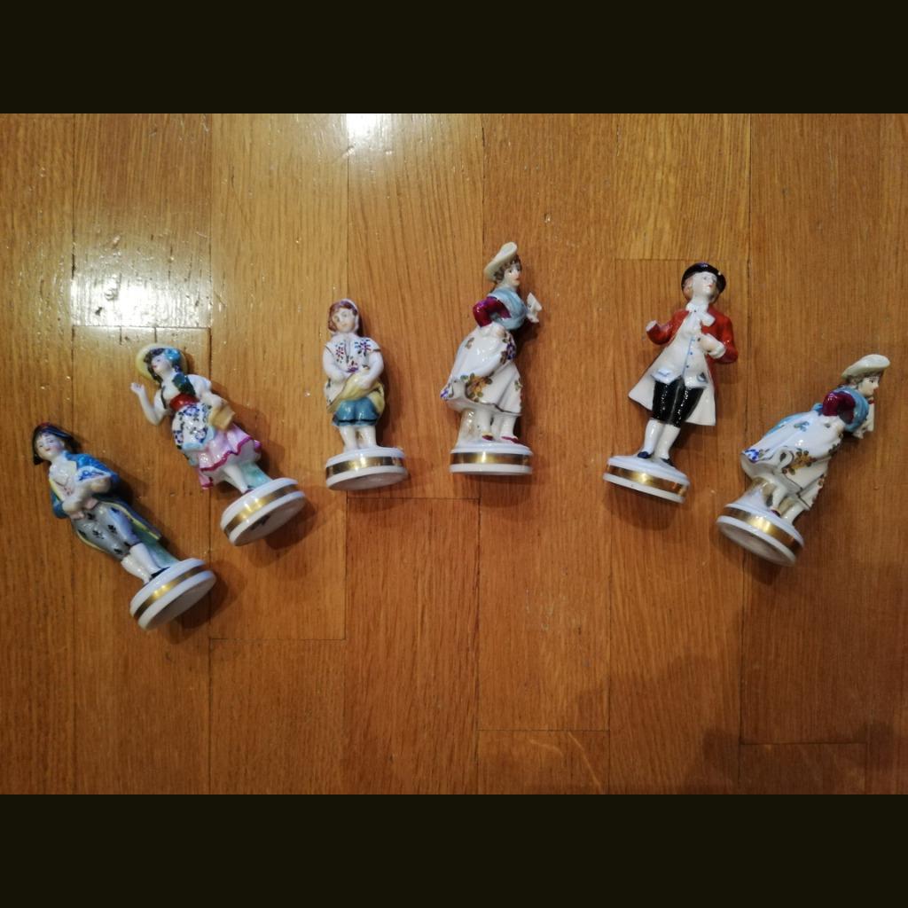 Antiquité : Six personnages en porcelaine de Saxe 19e siècle, Antiquités & Art, Enlèvement