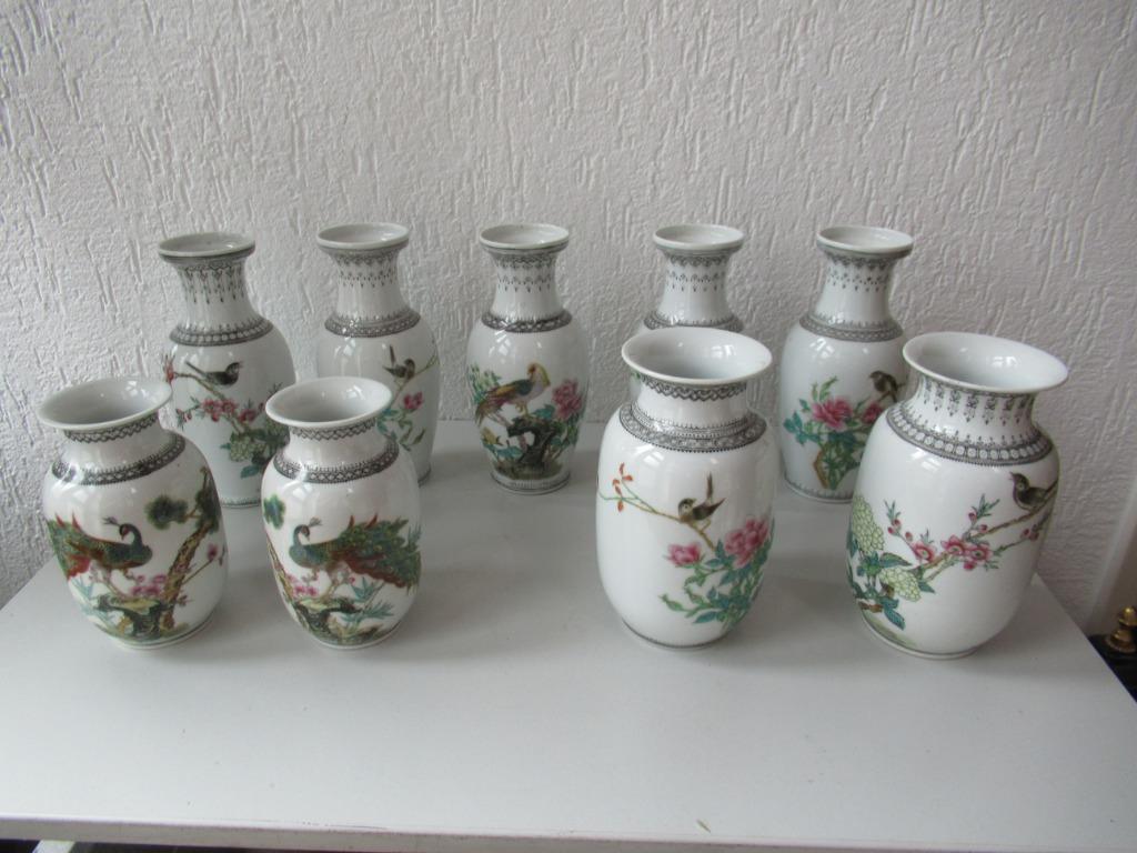 9 Oude Chinese porseleine vazen, Antiek en Kunst, Ophalen