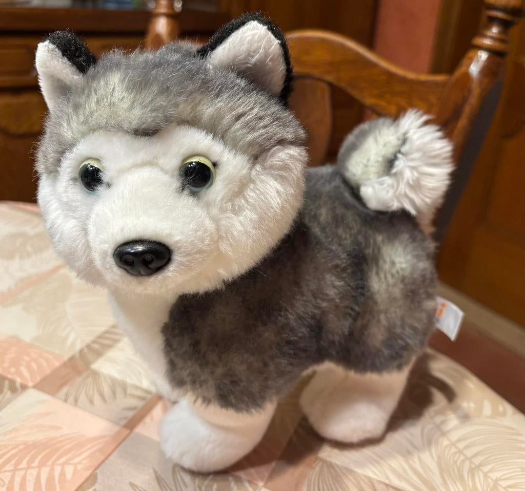 Pluche Husky puppy knuffel 12 × 23 × 23 cm, Ophalen of Verzenden, Zo goed als nieuw, Hond