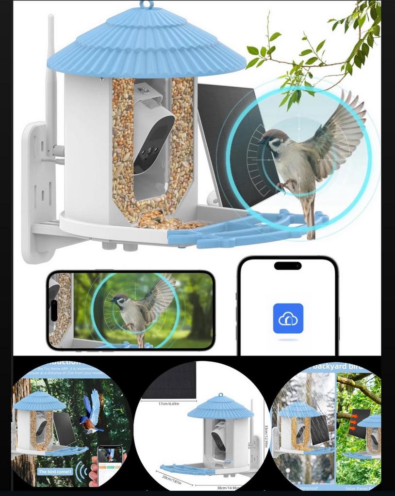 Smart Vogelvoederhuis met Wifi Camera ️ App - Zonnepaneel.., Ophalen of Verzenden, Nieuw