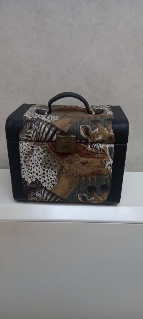 valiesje / koffertje 31/26/22cm met leeuwmotiefjes, Overige materialen, Gebruikt, Slot, Minder dan 50 cm