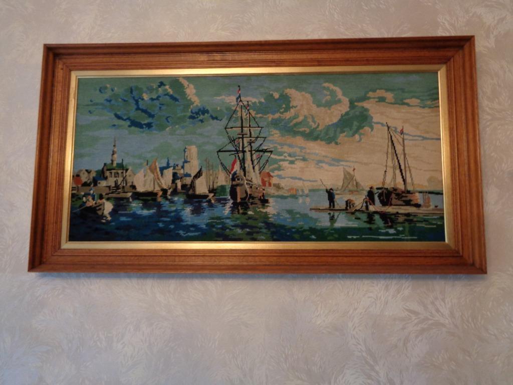 Tableau - tapisserie au point de croix, Comme neuf, Enlèvement, Bois, 100 à 125 cm