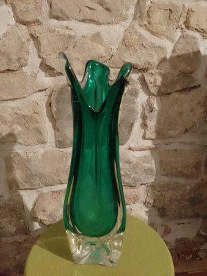 Vase, Verre, Utilisé, 50 à 75 cm, Vert