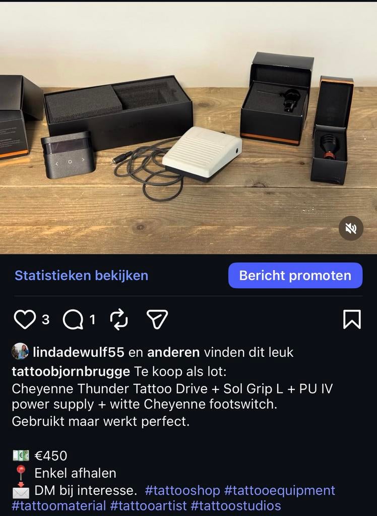 Tattoo materiaal, Ophalen, Zo goed als nieuw