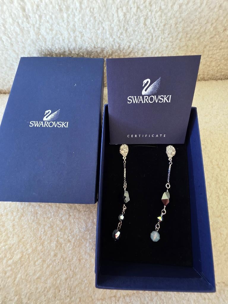 Boucles d'oreilles Swarovski, noir/anthracite/argent, Neuf, Avec cristal, Enlèvement, Autres matériaux