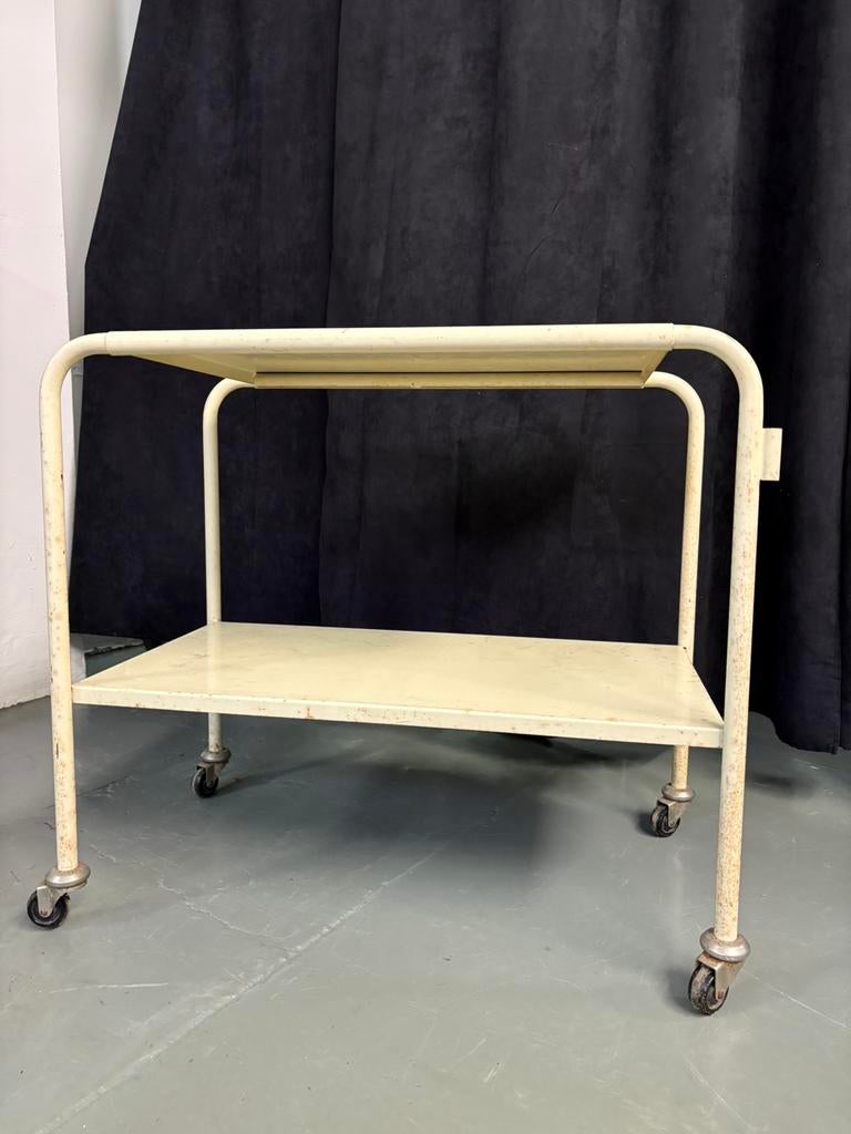 Vintage medisch rolwagentje metaal, Ophalen, Gebruikt