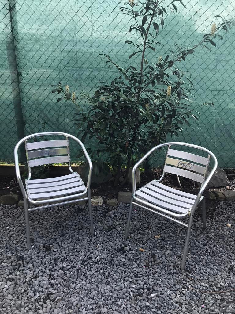 Vintage aluminium tuinstoelen van Coca cola, Jardin & Terrasse, Enlèvement ou Envoi, Comme neuf