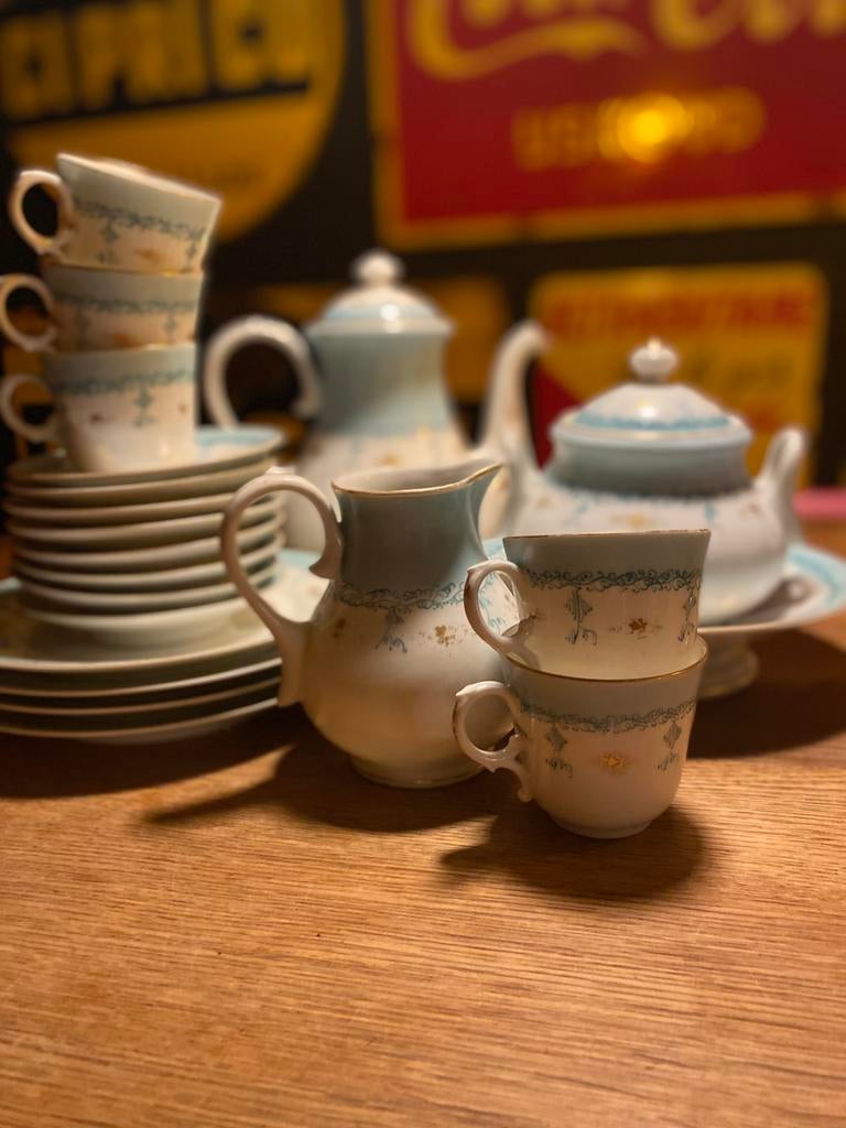 Prachtig oud koffieservies Brussels porselein, Antiek en Kunst, Ophalen of Verzenden