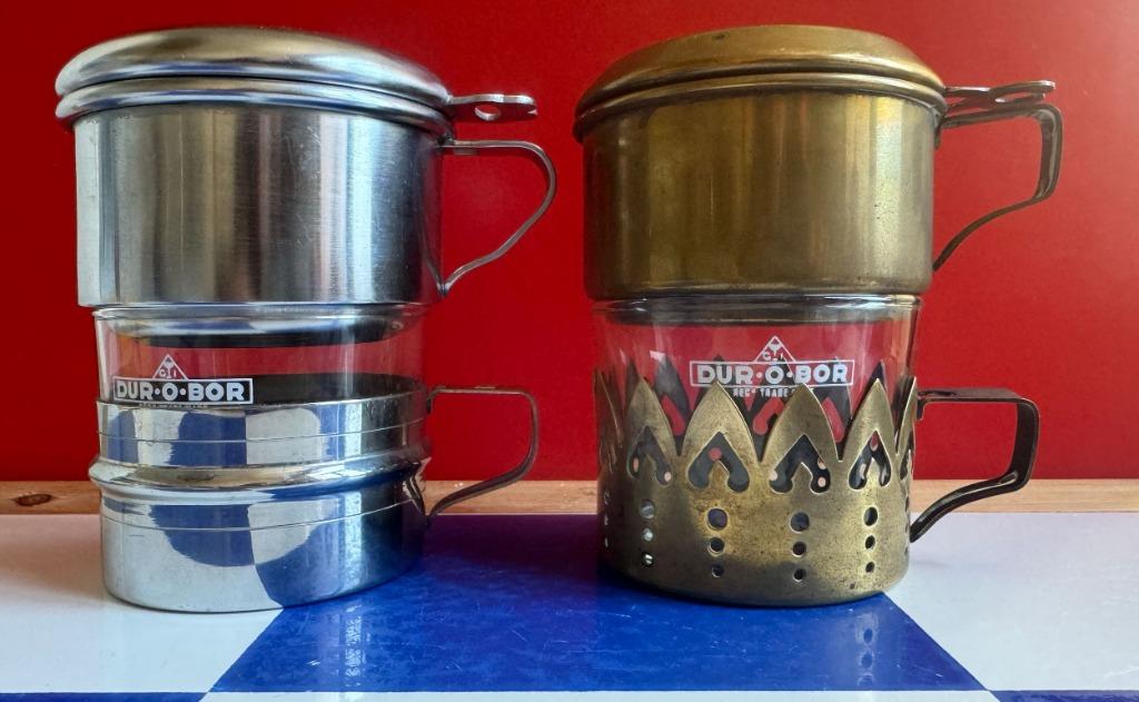 2 metalen koffiefilters Dur-o-Bor, Antiquités & Art, Curiosités & Brocante, Enlèvement ou Envoi