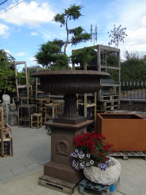 jardinière vasque en fonte pat brun + socle ... modèle XXL !, Enlèvement, Neuf