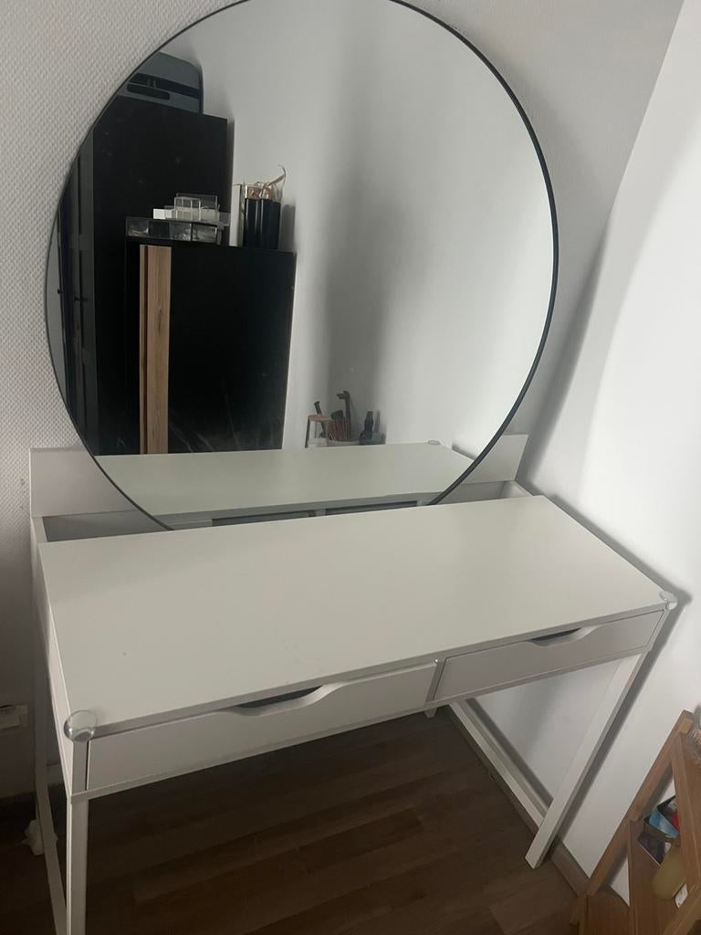 Ikea-bureau + spiegel of kaptafel, Huis en Inrichting, Bureaus, Ophalen, Zo goed als nieuw, IKEA, Glas