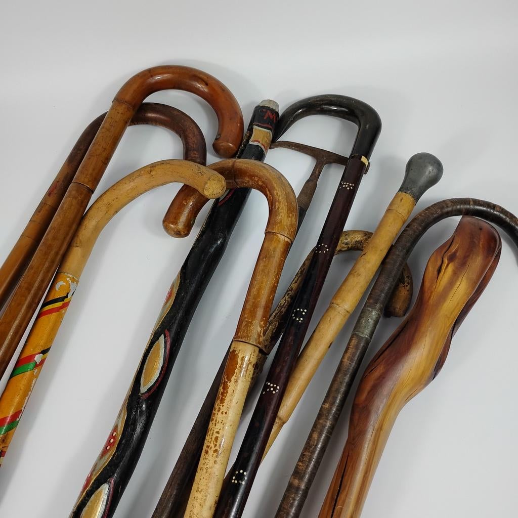 Set van verschillende wandelstokken circa 1900, Diversen, Wandelstokken, Ophalen of Verzenden, Verstelbaar, Gebruikt