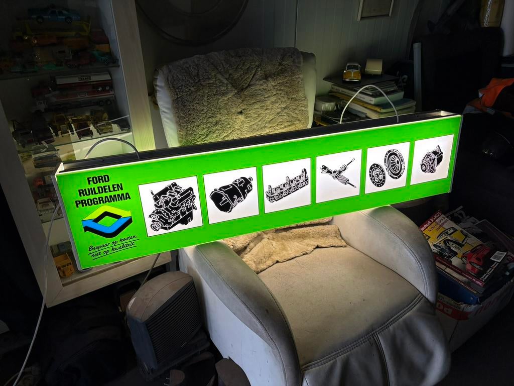 Lichtbak reclame Ford, Verzamelen, Ophalen, Zo goed als nieuw, Reclamebord