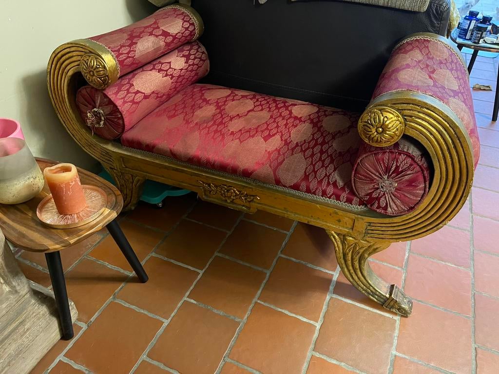 Bank italiaanse style, Ophalen, Gebruikt, Minder dan 75 cm, Tweepersoons