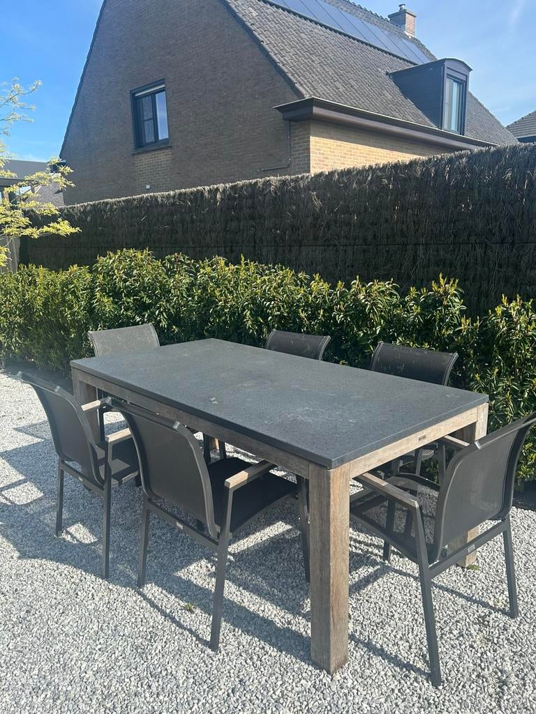 Tuintafel + 6 tuin stoelen, Tuin en Terras, Tuintafels, Ophalen, Gebruikt, Teakhout