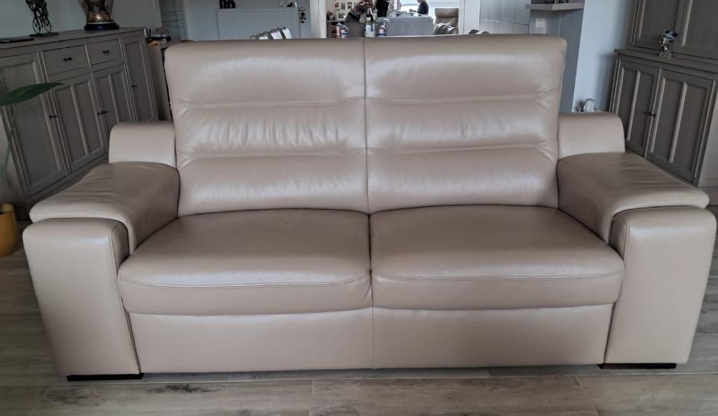 zetels Italiaans leder, Huis en Inrichting, Zetels | Zetels, Gebruikt, Rechte bank, Tweepersoons, 150 tot 200 cm, 75 tot 100 cm