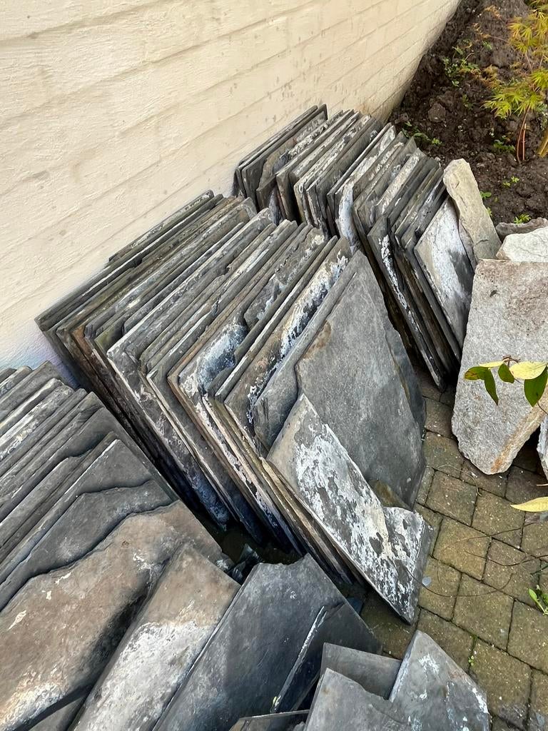 Leisteen tegels 40x40 (70-100st), Ophalen, Gebruikt, Terrastegels