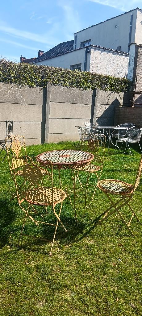 Smeedijzeren bistro set (1), Tuin en Terras, Ophalen, Zo goed als nieuw, Stoel, Tuinset