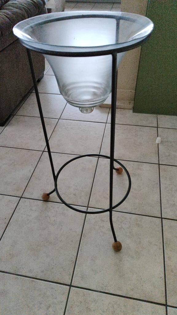 Staander met glazen vaas, Huis en Inrichting, Ophalen