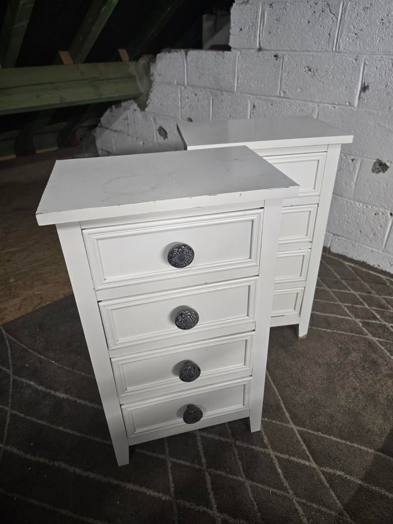 Lot de 4 petits meubles de rangement / Tables de nuit (Bois), 70 cm ou plus, Enlèvement ou Envoi, 45 à 65 cm, Utilisé