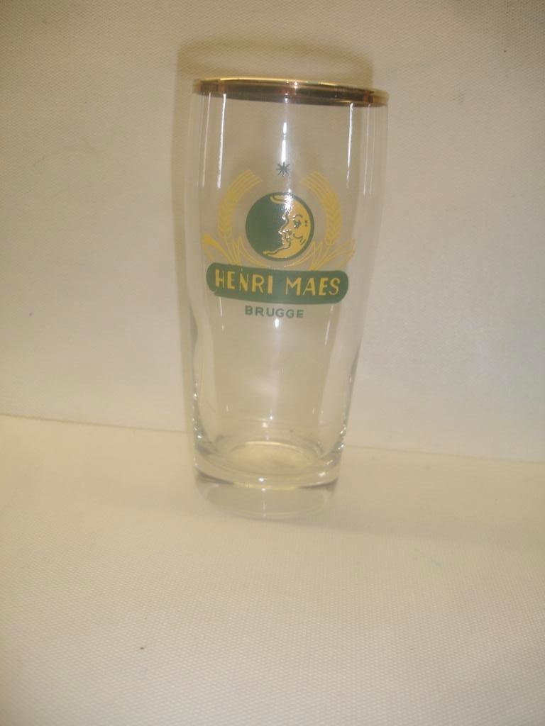 Bierglas Henri Maes, brij. De Halve Maan, Brugge, Verzamelen, Biermerken, Ophalen of Verzenden, Zo goed als nieuw, Glas of Glazen