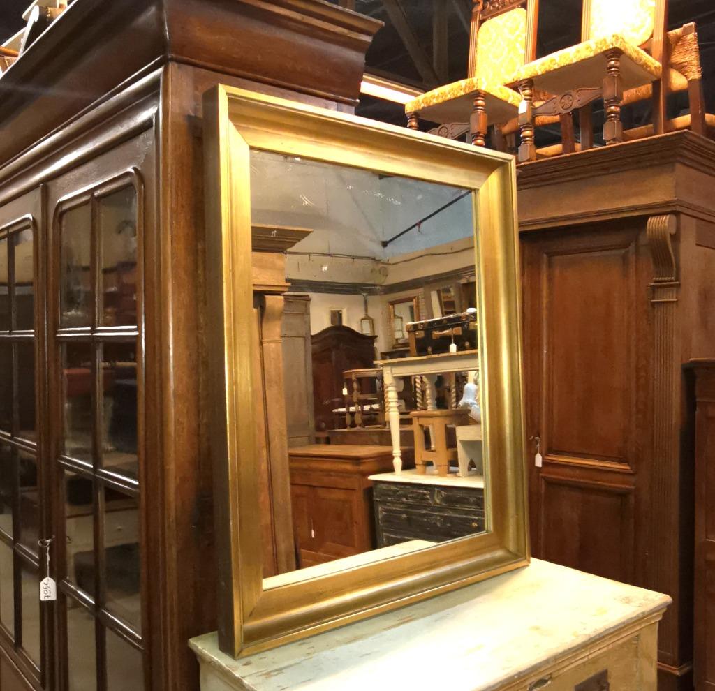 Grand miroir doré avec cadre simple L 88 L 72 épaisseur 6 cm, Moins de 100 cm, Comme neuf, Enlèvement, 50 à 75 cm