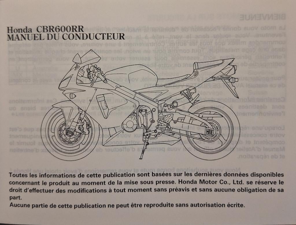 Origineel Honda CBR600RR Instructieboekje - Compleet, Envoi, Honda