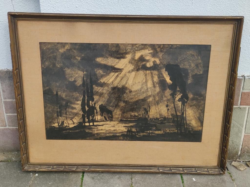 Lavis signe Karel de posson, Antiek en Kunst, Ophalen