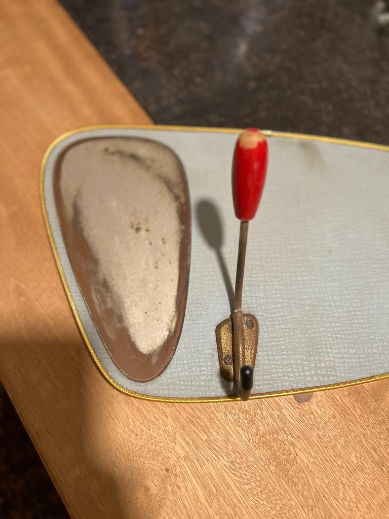 Porte-manteau vintage, vert avec miroir et 2 crochets, Antiquités & Art, Enlèvement ou Envoi