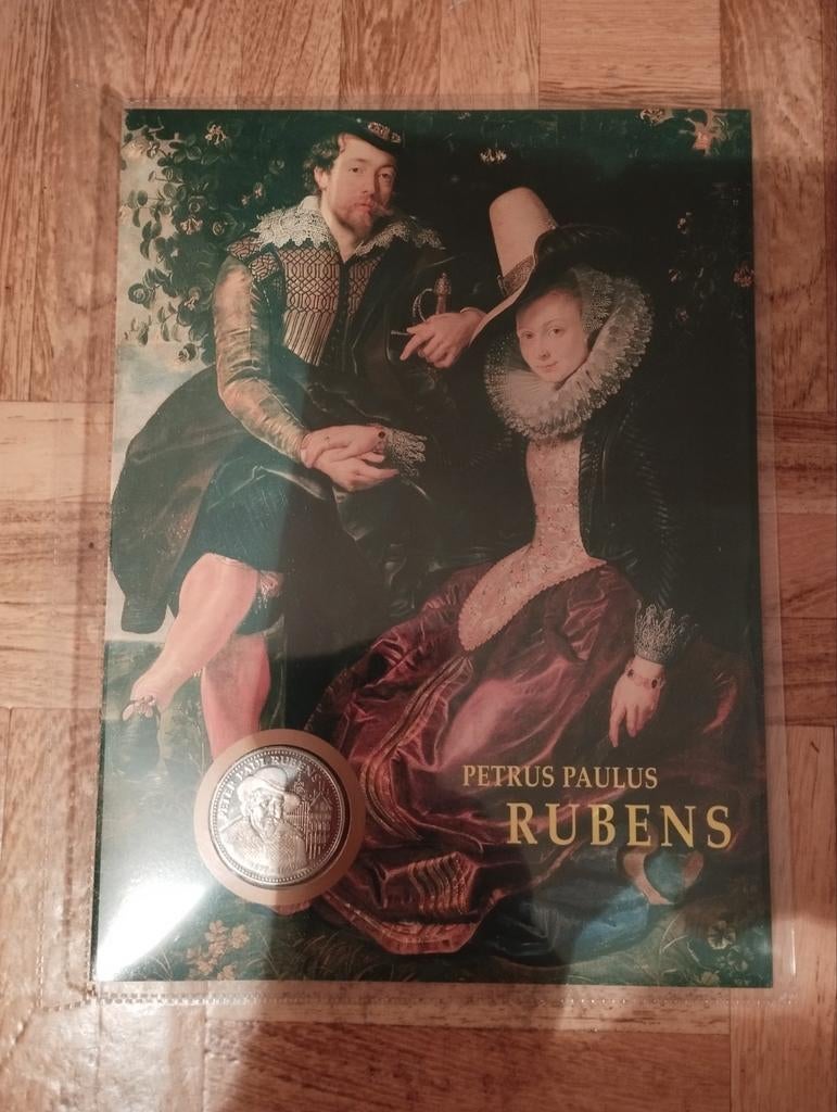 Een grote kaart van Rubens met sterling zilveren munt erin, Postzegels en Munten, Ophalen