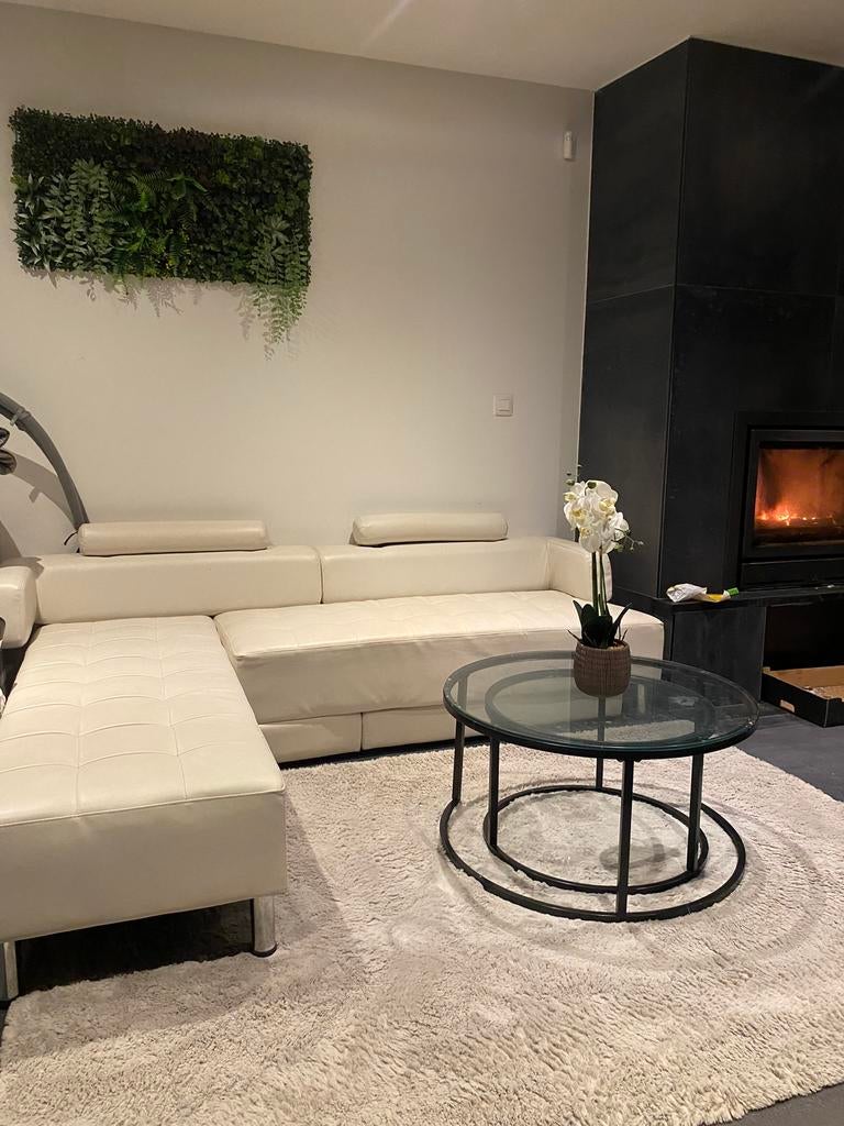 Hoekzetel / L-vormige zetel – crème kleur – €150, Huis en Inrichting, Ophalen, Gebruikt