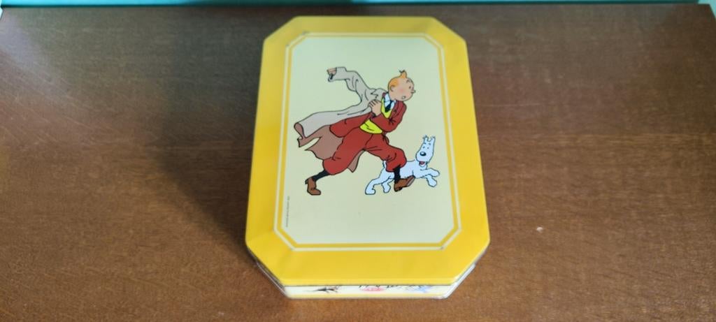 Delacre koekjesdoos: patroon van Kuifje en Sneeuw., Verzamelen, Blikken, Ophalen of Verzenden, Gebruikt, Koek(jes)