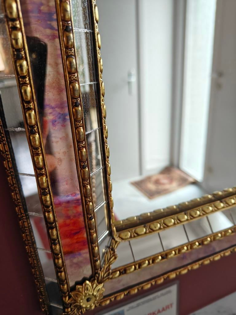 Miroir vintage Hollywood Regency en laiton doré, Antiquités & Art, Enlèvement