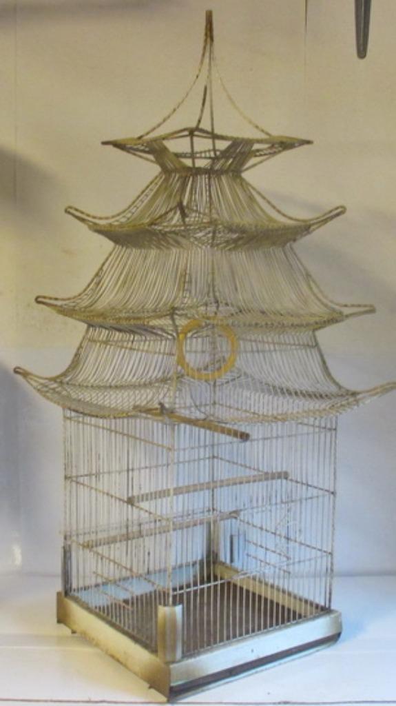 cage à oiseaux en fer vintage séparée pagode chinoise, Antiquités & Art, Curiosités & Brocante, Enlèvement