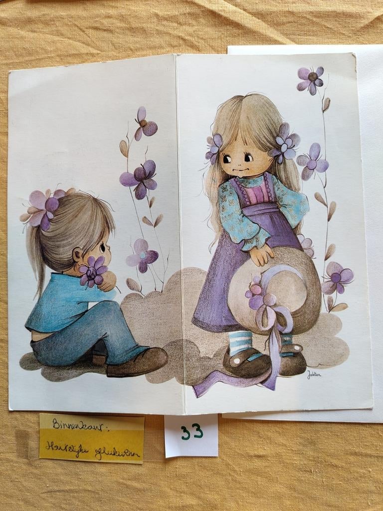 Wenskaarten jaklien (dubbele en enkele), Verzamelen, Ophalen of Verzenden