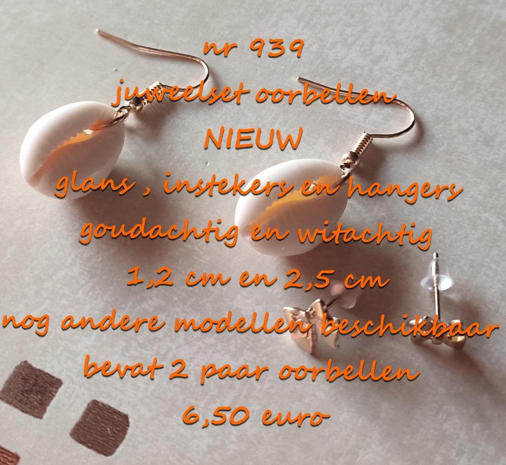 939. Juweelset : oorbellen , NIEUW @LAATSTE STUK@ verzending, Overige materialen, Hangers, Verzenden, Wit