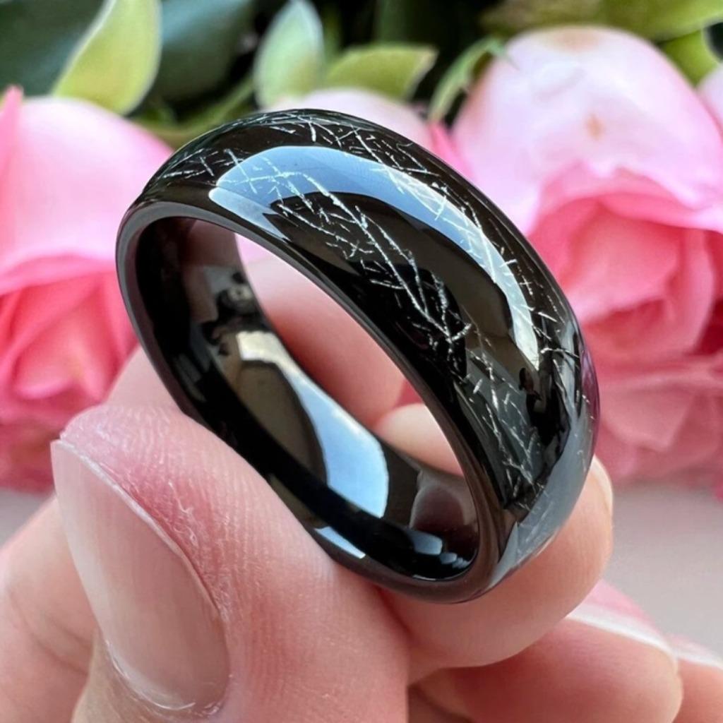 Trouwringen wolfraam zwart en zwart vermiculiet - Lilly, Overige materialen, Verzenden, Zwart, Nieuw
