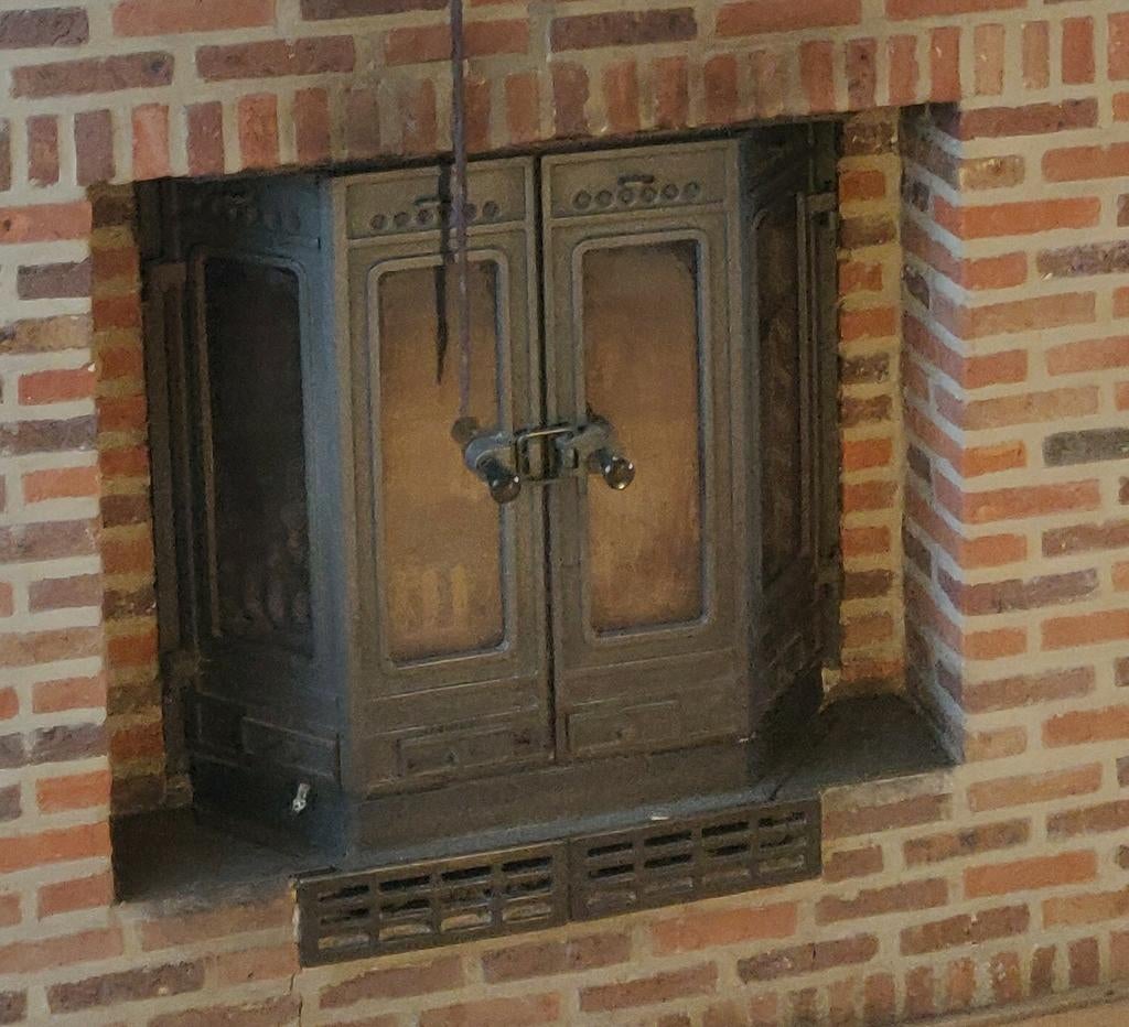 Houtkachel - inbouw met figuren (versiering), Ophalen of Verzenden, Gebruikt, Inbouw, Houtkachel