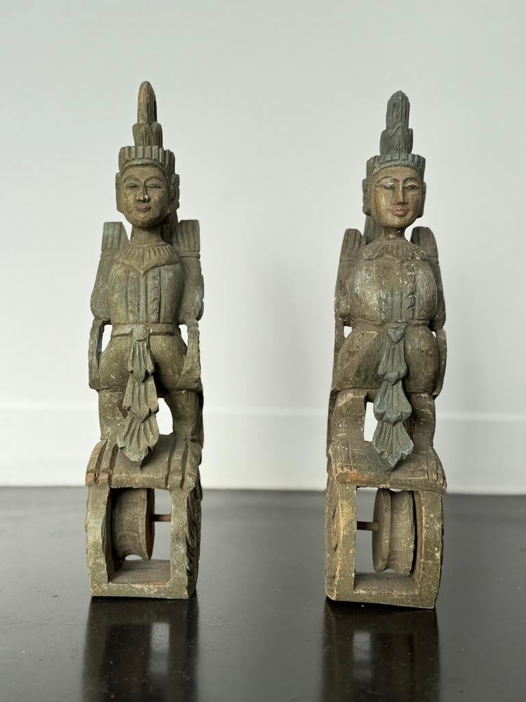 Oosterse houten beelden (2 stuks), Antiek en Kunst, Kunst | Beelden en Houtsnijwerken, Ophalen