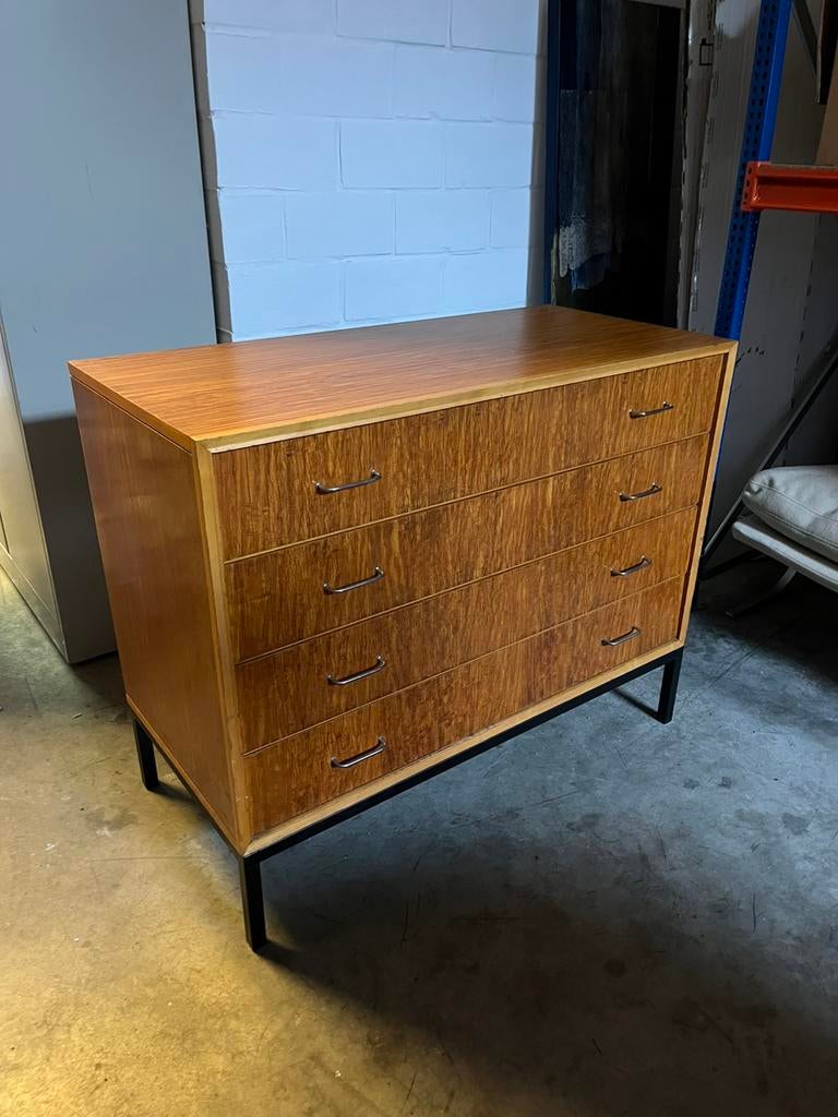 Vintage ladekast jaren 50, Gebruikt, 100 tot 150 cm, Vintage, 3 of 4 laden