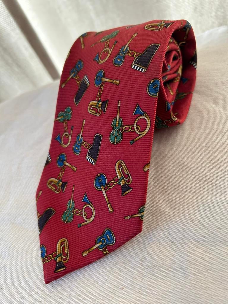 Chanel stropdas met zijden patroon, Ophalen of Verzenden, Gedragen, Rood, Met patroon