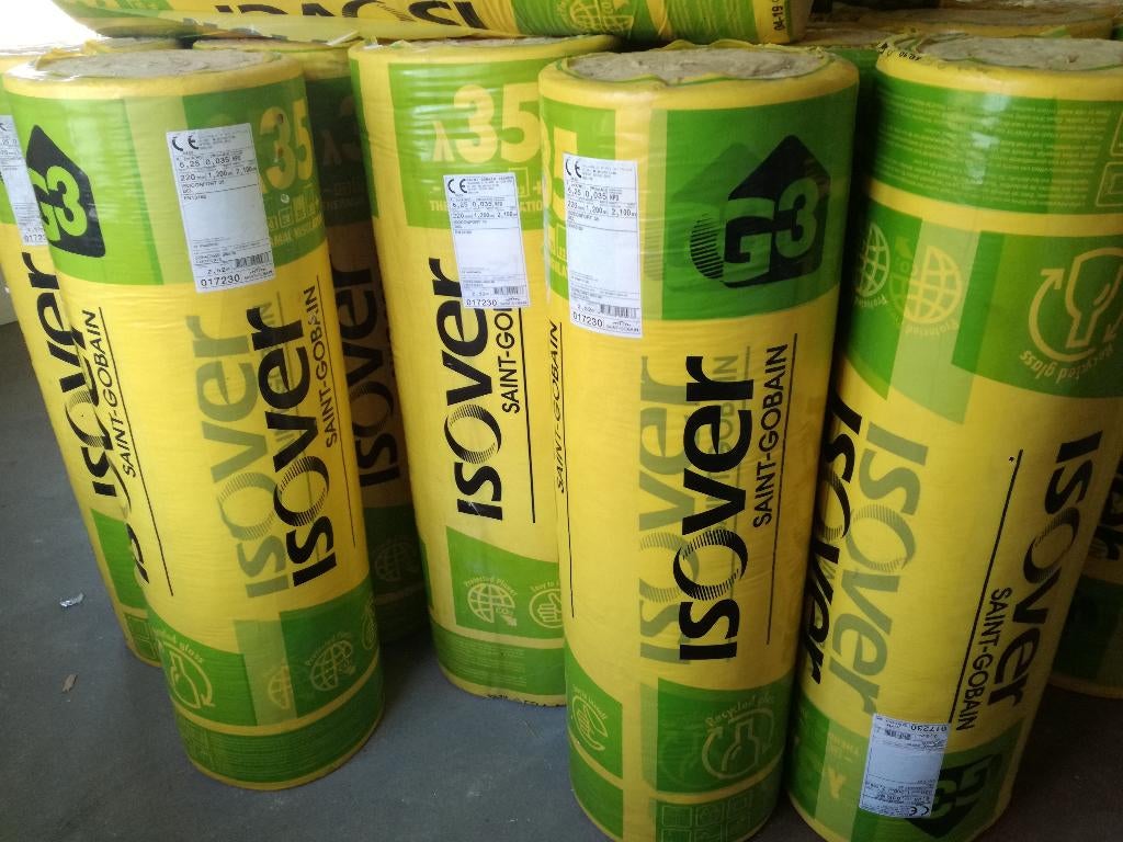 Isovert, 220 mm Isoconfort 35 (Rd=6,25), Bricolage & Construction, Isolation & Étanchéité, Laine de verre, Isolation de toiture