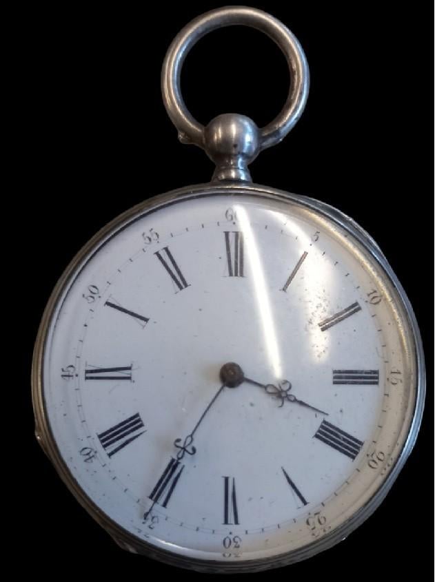 oude zakhorloge "Echappement à cylindre"., Zakhorloge, B, Ophalen of Verzenden, Zilver