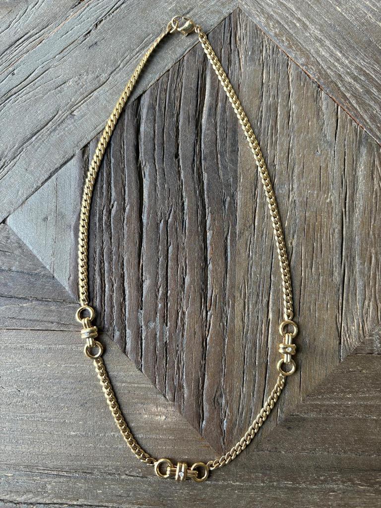 18k goud vergulde ketting met strass NIEUW!!, Handtassen en Accessoires, Kettingen, Overige materialen, Nieuw, Ophalen of Verzenden