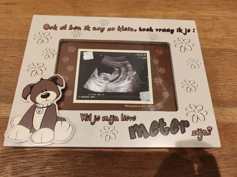 Fotokader wil jij mijn meter zijn?, Kinderen en Baby's, Kraamcadeaus en Geboorteborden, Ophalen of Verzenden, Zo goed als nieuw