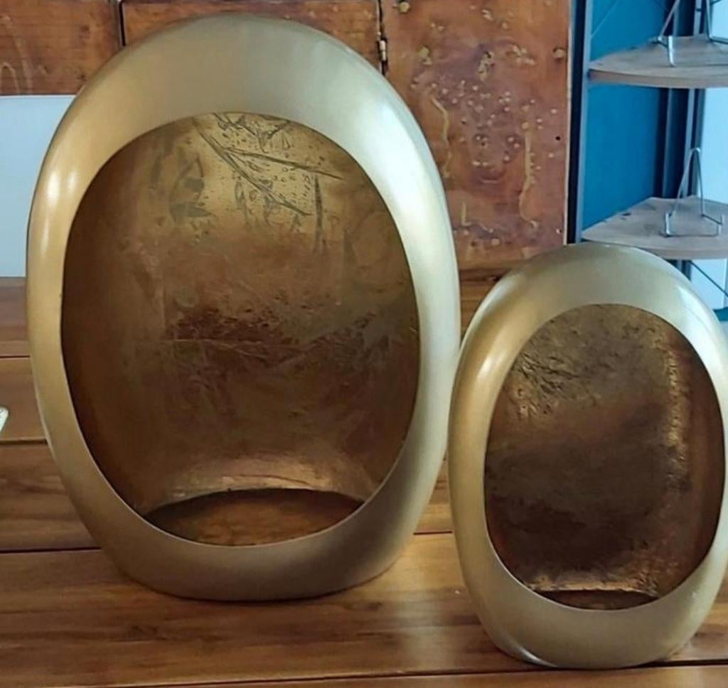 Grote goudkleurige theelichthouders, voor afmetingen zie fot, Huis en Inrichting, Ophalen