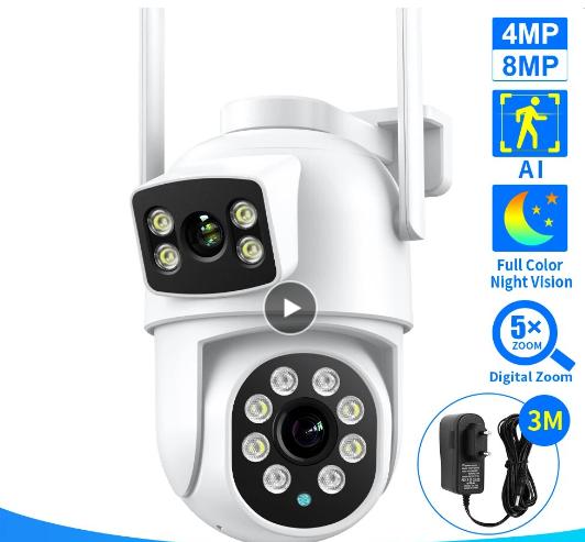 Caméra de surveillance sans fil, double objectif int/ext