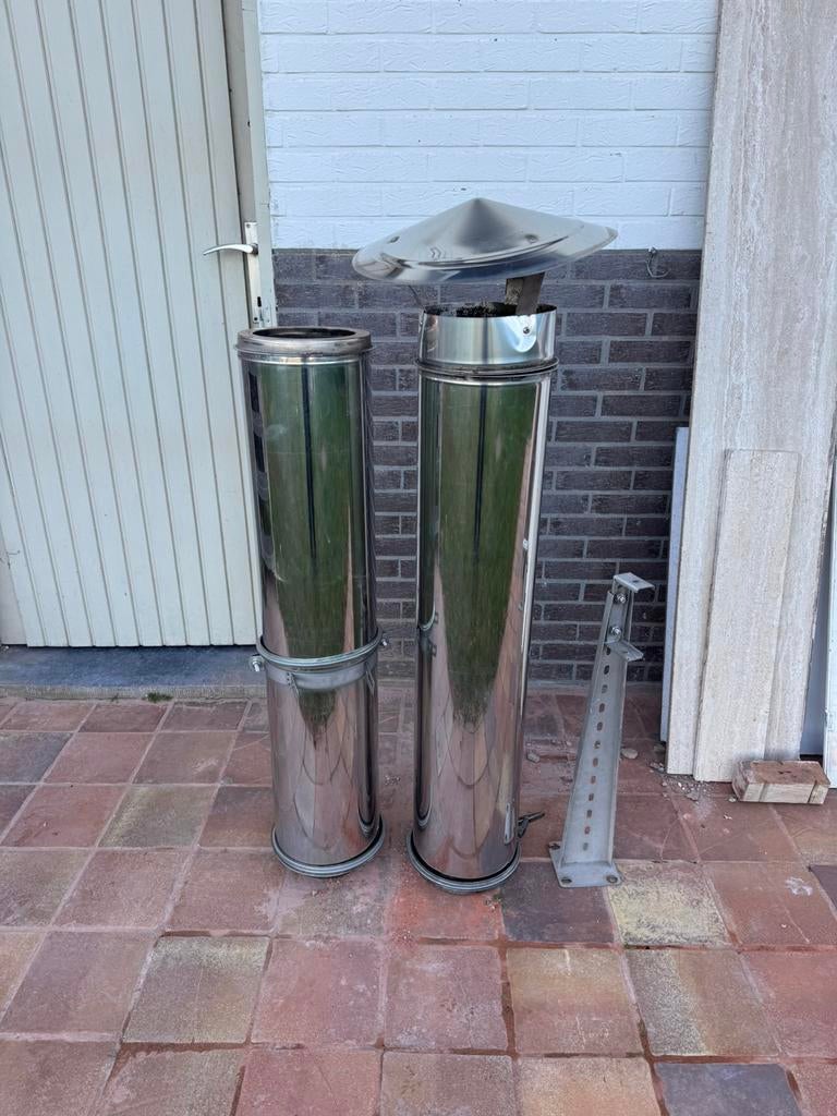 Inox schouw dubbelwandig, Bricolage & Construction, Tuyaux & Évacuations, Comme neuf, Buse droite, Inox, Enlèvement