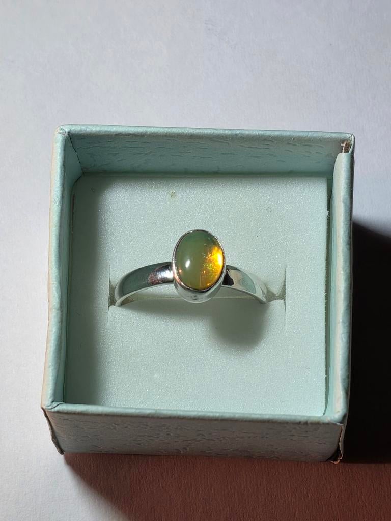 Bague en argent massif 925 avec opale naturelle d'Éthiopie, Enlèvement ou Envoi, Neuf, Argent, Argent