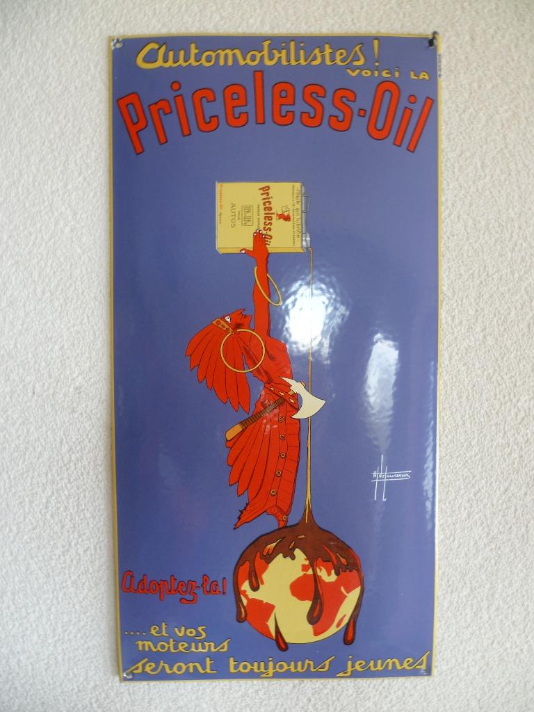 EMAILLE RECLAME BORD"PRICELESS OIL"REPRO UIT JAREN 80/90, Verzamelen, Merken en Reclamevoorwerpen, Zo goed als nieuw, Reclamebord